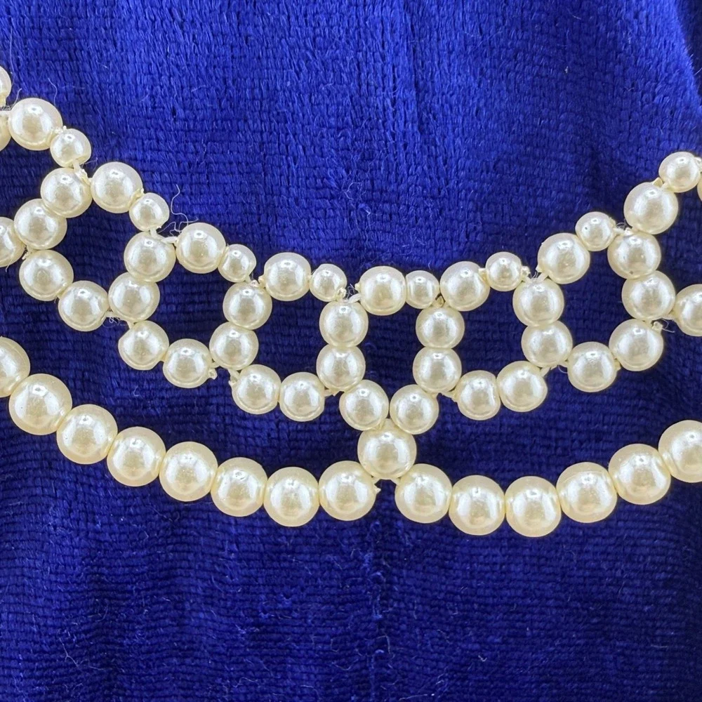 Vintage Beaded Collar Necklace Faux Pearl Lace Gold Tone Prom Wedding‎ 18